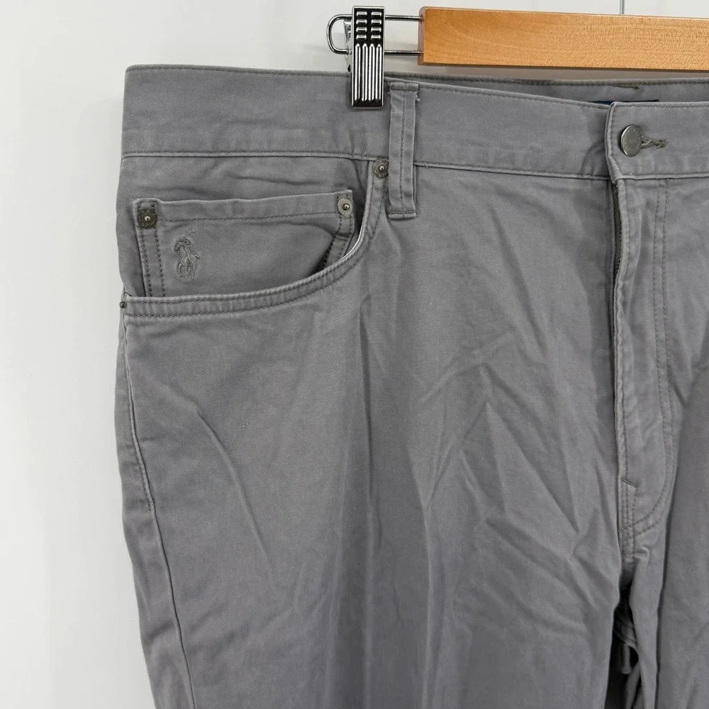 Polo Ralph Lauren Varick Slim Straight Gray Cotton Stretch Pants Mens 40x34